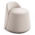 Beige Upholstered Stool With Modern Minimalist Design And Curved Shape