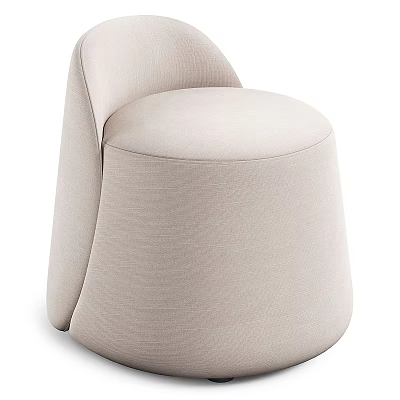 Beige Upholstered Stool With Modern Minimalist Design And Curved Shape 3d model