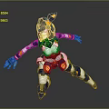 Futuristic Anthropomorphic Mech Character With Blue Orange Armor In Dynamic Combat Pose