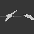 Four Flying Black Bats on Clean White Background in Simple Flight Scene
