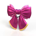 Pink Satin Decorative Bow With Yellow Trim For Daily Use Accessories