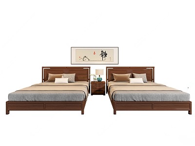 Chinese single bed 3d model