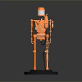 Orange Metallic Robot Equipment With Black Base And Detailed Mechanical Design