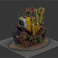 Yellow Tracked Mechanical Vehicle Model With Snow Base And Details