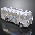 Detailed Vintage Silver Bus Model Featuring Bridgestone Logo And Roof Skylights