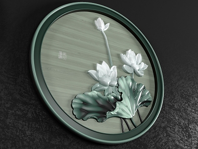 New Chinese Decorative Painting Lotus Set Painting Combination 3d model