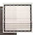 Gray And White Curtains With Black Geometric Border And Linen Fabric Design