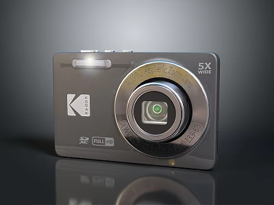 Compact Digital Camera With 5X Optical Zoom Lens And Sleek Metallic Finish Design 3d model