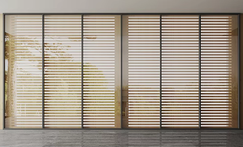 Modern curtain wall glass partition 3d model