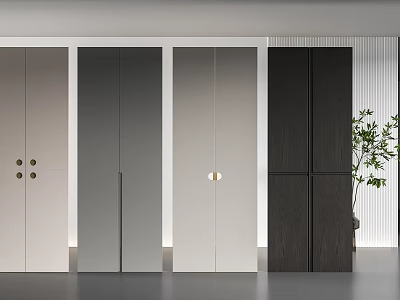 Modern Wardrobe Doors in Light Gray White Dark Brown with Sleek Handles and Minimalist Style 3d model