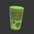 Homemade Traditional Snacks In Red White Black Patterned Cylindrical Container With Yellow Rim