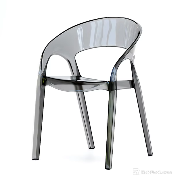 Transparent Plastic Leisure Chair With Modern Minimalist Design And Curved Armrests 3d model 