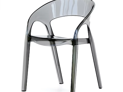 Transparent Plastic Leisure Chair With Modern Minimalist Design And Curved Armrests 3d model