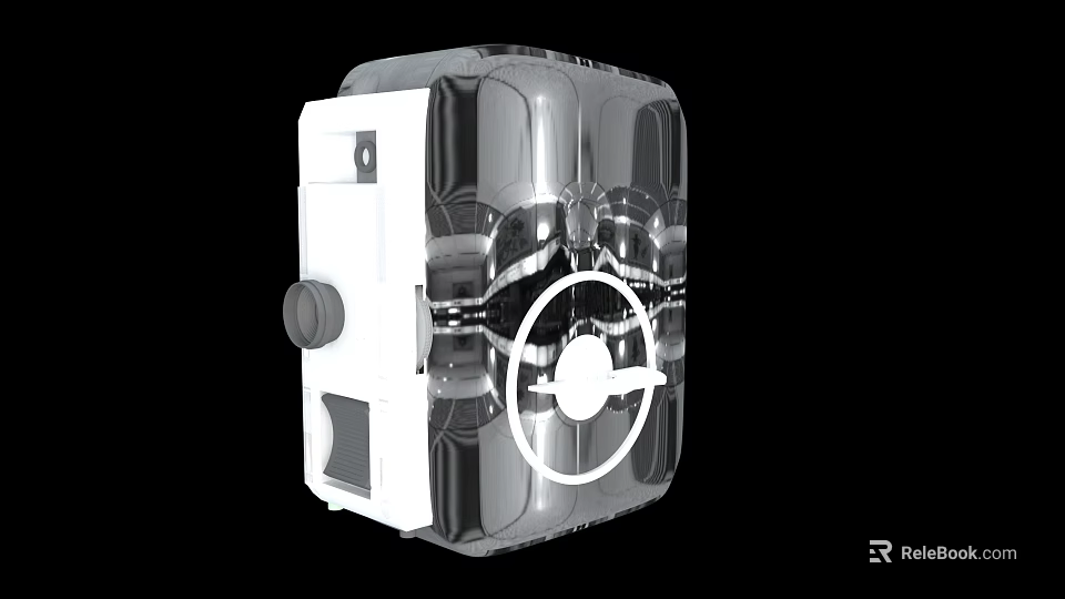 Industrial Equipment With Transparent Casing Detailed Mechanical Components And Control Knob 3d model 