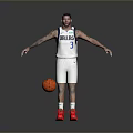 Man With Tattoos Wearing Dallas Mavericks Jersey Number 3 Standing With Basketball And Red Shoes