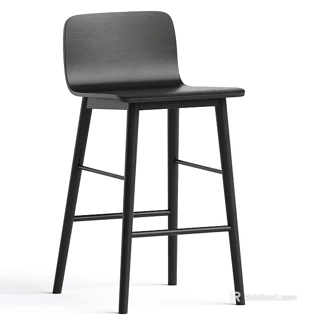 Modern Black Dining Chair With High Back Leather Seat And Sturdy Crossed Legs Design 3d model 