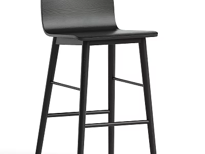 Modern Black Dining Chair With High Back Leather Seat And Sturdy Crossed Legs Design 3d model