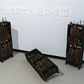Ancient European Style Wooden Bookcases With Books And Tilted Design