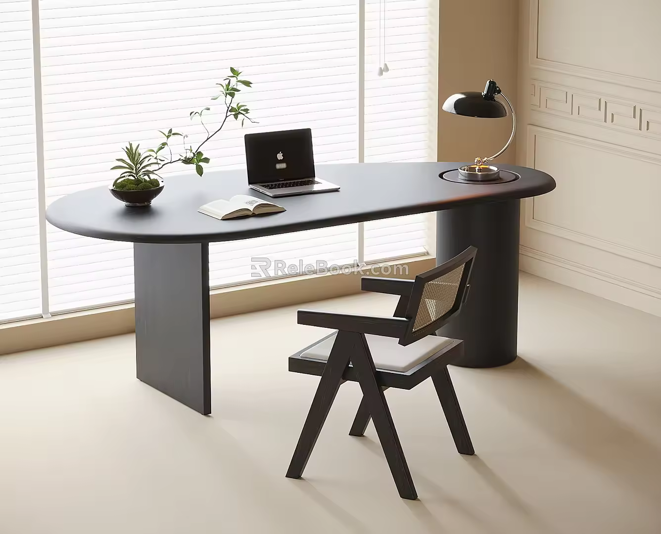 Modern Desk and Chair Desk Chair Lamp 3d model