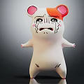 Cute White Cartoon Character With Pink Ears Orange Head And Crying Expression Standing 3d model