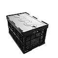 Durable Black Plastic Storage Crates with Grid Mesh Design for Stackable Use 3d model