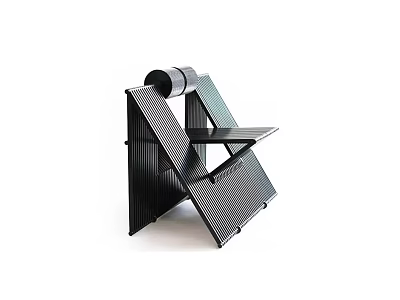 Modern Black Leisure Chair With Geometric Metal Frame And Stylish Mesh Design 3d model