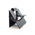 Modern Black Leisure Chair With Geometric Metal Frame And Stylish Mesh Design