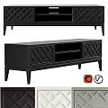 Black Modern Dresser With Geometric Carved Drawers High Legs And Color Options