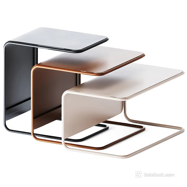 Modern Functional Tables in Black Brown and Beige with Sleek Minimalist Design 3d model 