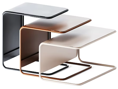 Modern Functional Tables in Black Brown and Beige with Sleek Minimalist Design 3d model