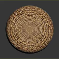 Handcrafted Woven Round Rattan Stool With Natural Brown Textured Surface Home Decor