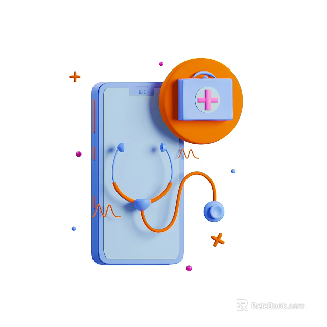 Smart Machine With Smartphone Stethoscope And First Aid Kit For Health Monitoring 3d model 