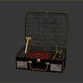 Black Red Suitcase Style Record Player With Open Case Red Turntable And Handle