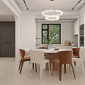 Modern Minimalist Cream Tone Living And Dining Room With Cozy Seats And Large Display Wall