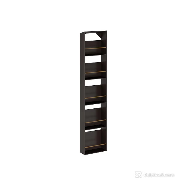 Vertical Dark Display Shelf With Multiple Horizontal Shelves And Sleek Simple Design 3d model 