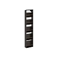 Vertical Dark Display Shelf With Multiple Horizontal Shelves And Sleek Simple Design