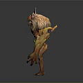 Fantasy Plant Creature With Orange Skin And Blue Glowing Body Features