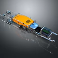 Detailed Automotive Parts With Yellow Casing And Blue Mechanical Components