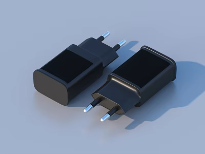 Two Black Phone Chargers With Plug Pins And Modern Compact Design 3d model