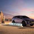 Beach Scene With Sunset Palm Trees Surfboards And BYD Signage