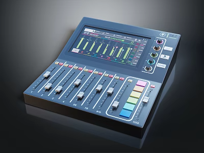 Home Audio Mixer With Multiple Knobs Colorful Buttons And Display Screen Showing Waveform 3d model