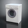 White Front Load Washing Machine With Round Door And Control Panel 3d model