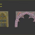 Ornate Architectural Decorations Featuring Arched Design Carved Patterns And Gray Stone With Orange Green Accents