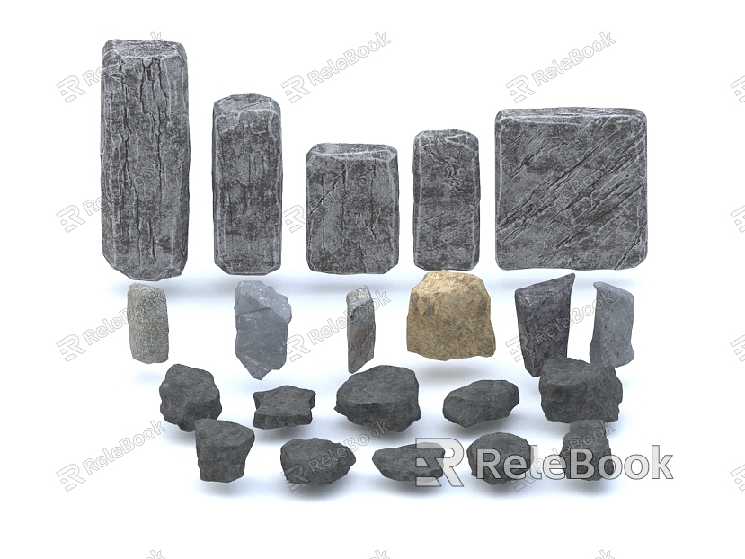 Rock Stone Pillar Boulder Granite Natural Landscape model