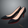 Stylish Black High Heels With Pointed Toe And Red Heels For Women