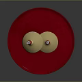 Two Golden Brass Cymbals Placed On Red Circular Pad Percussion Equipment