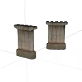 Pair of Ancient Weathered Stone Pillars With Textured Surfaces and Flat Tops