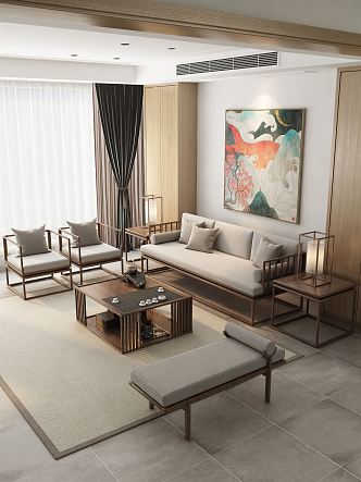 New Chinese Living Room Home Living Room 3d model