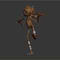 Wooden Human Figure Sculpture Carving Playing Violin With Artistic Dynamic Pose