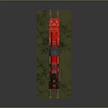 Detailed Red and Black Vintage Train Model Displayed on Textured Base With Rail Tracks